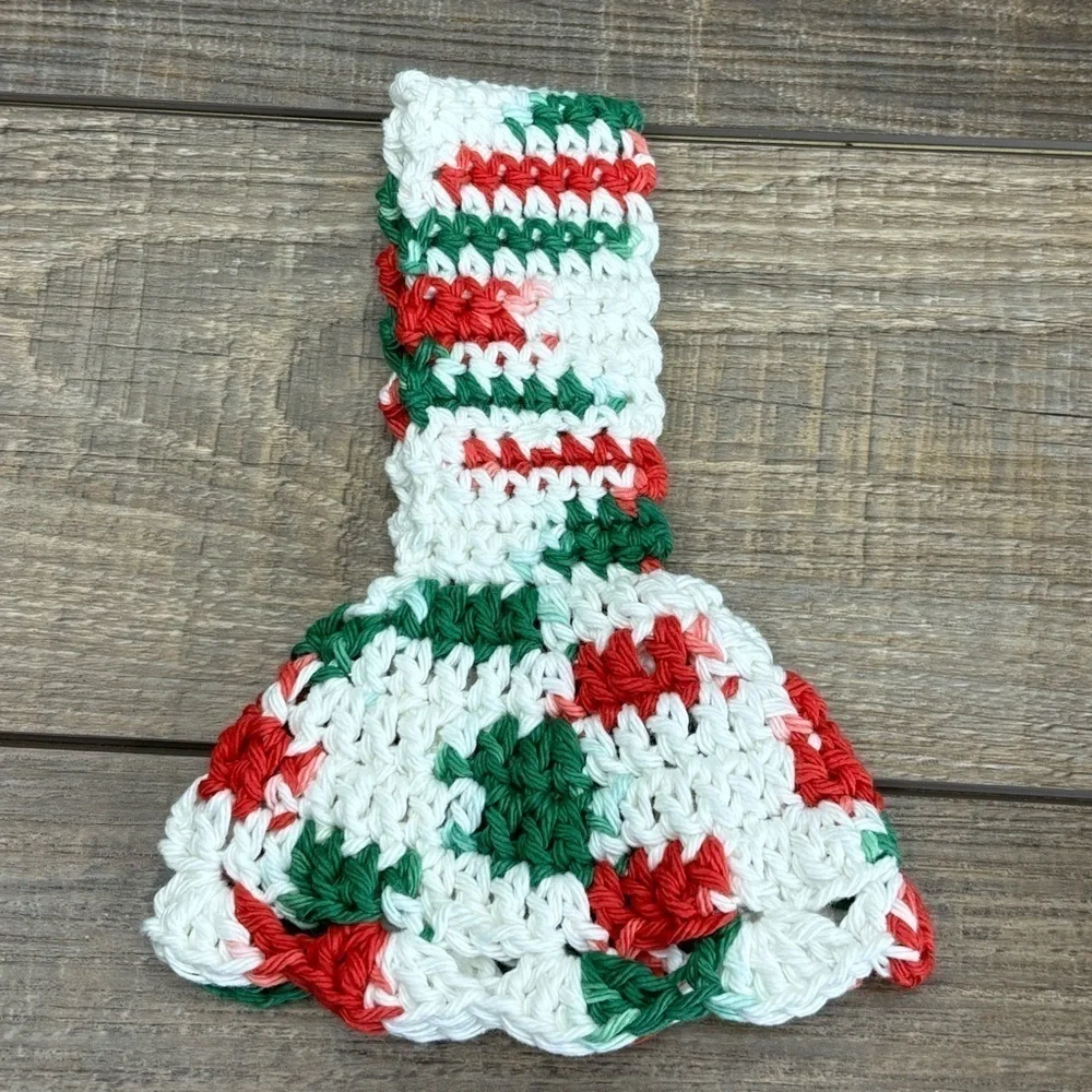 Kitchen Tea Hand Towel‎ Topper Holder Christmas Holiday Cotton Crochet by Seller